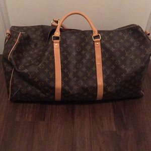 Brown duffle bag